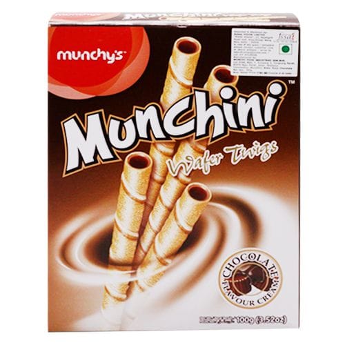 Munchys Wafer Rolls, Chocolate, Munchini, 100 G