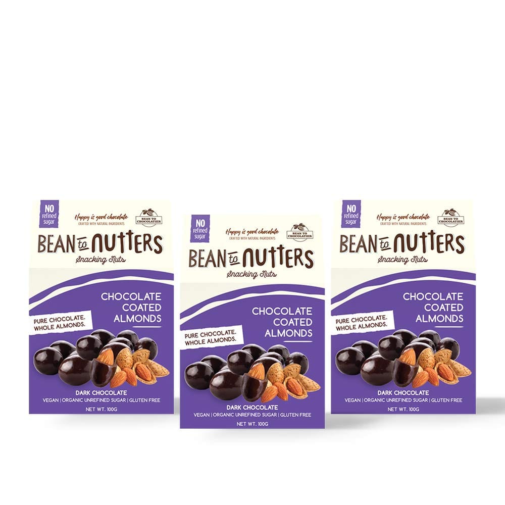 Pink Harvest Farms Bean To Nutters, Dark Chocolate Coated Almonds (Pack Of 3)