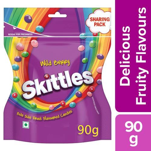 Skittles Wild Berry, Chewy Fruit Flavoured Candies, 90 G