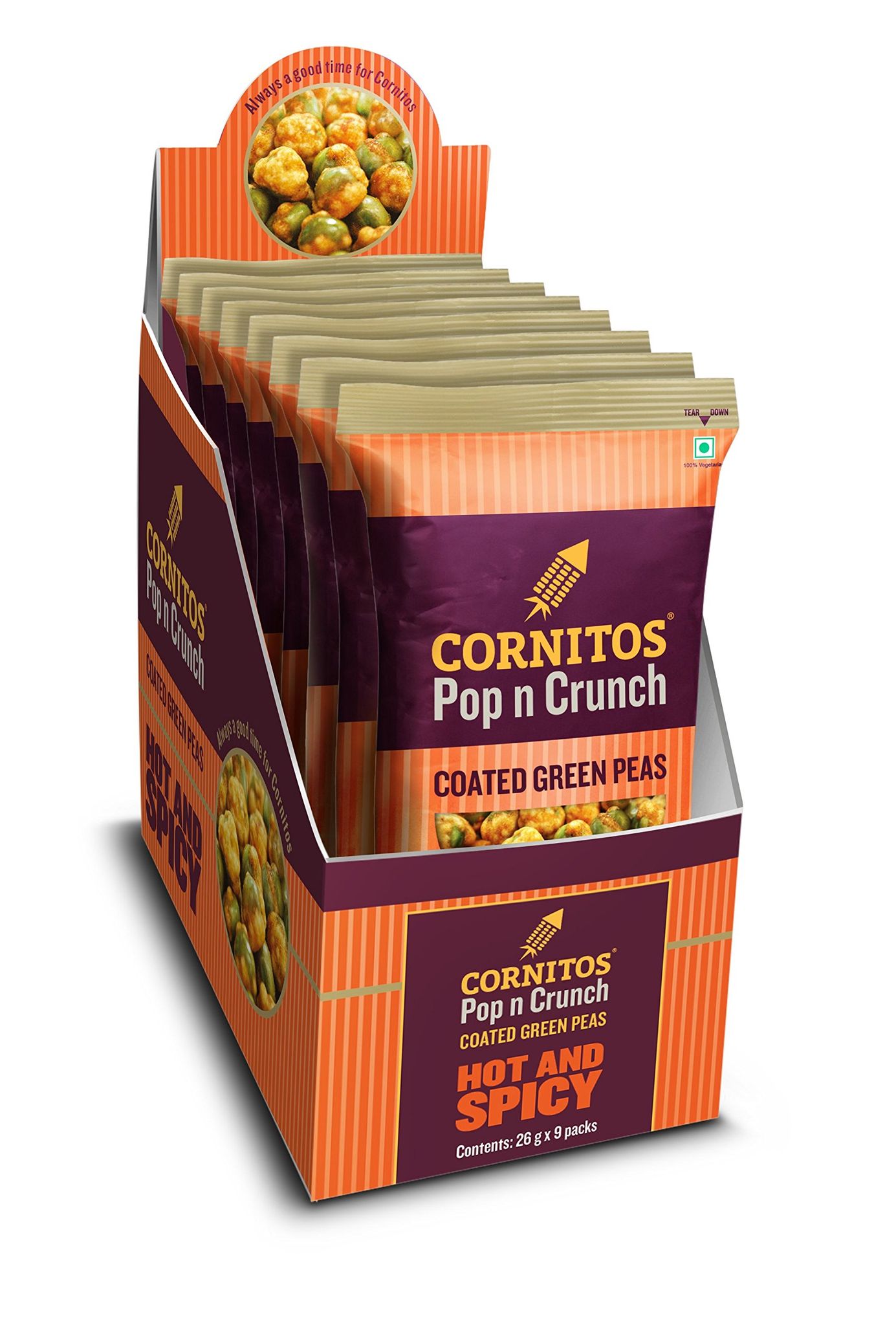 Cornitos Coated Green Peas, Hot And Spicy, 234G