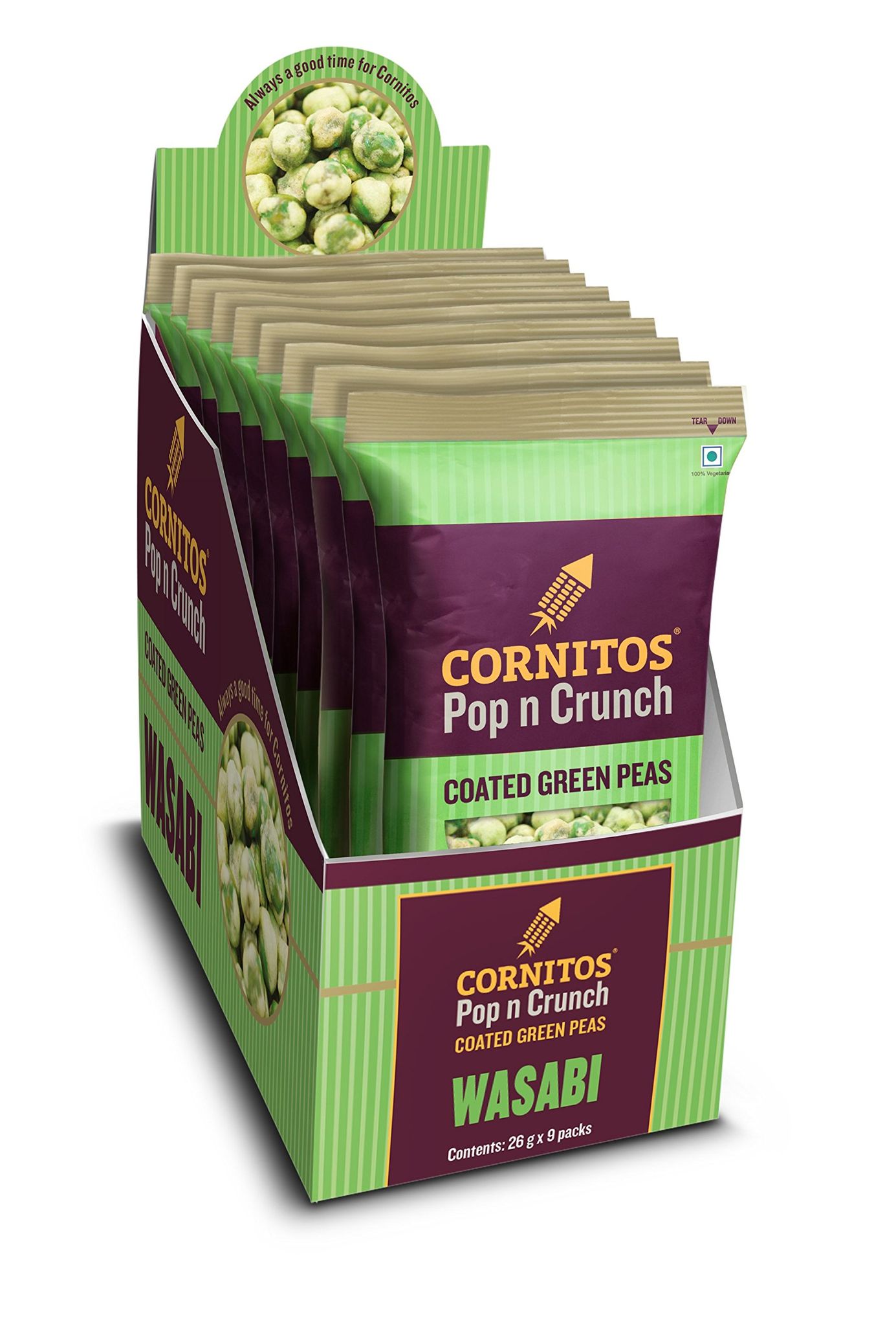 Cornitos Coated Green Peas, Wasabi, 234G