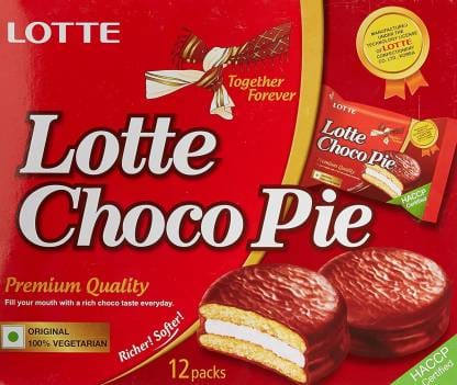 Lotte Choco Pie, Original, With Rich Marshmallow, No Preservatives, 25 G (Pack Of 12)