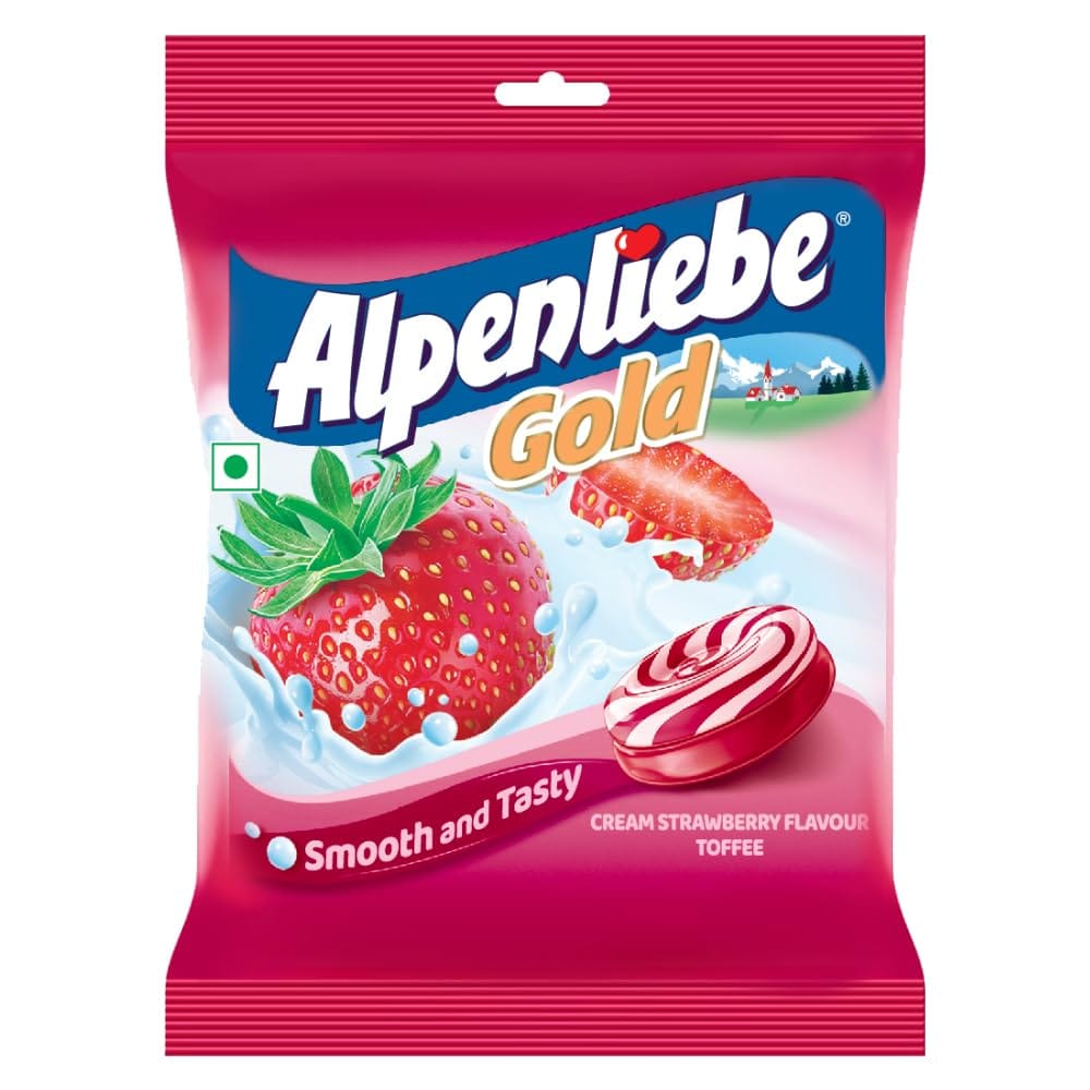 Alpenliebe Gold, Cream Strawberry Candy Pouch, 152 G, 40 Pc