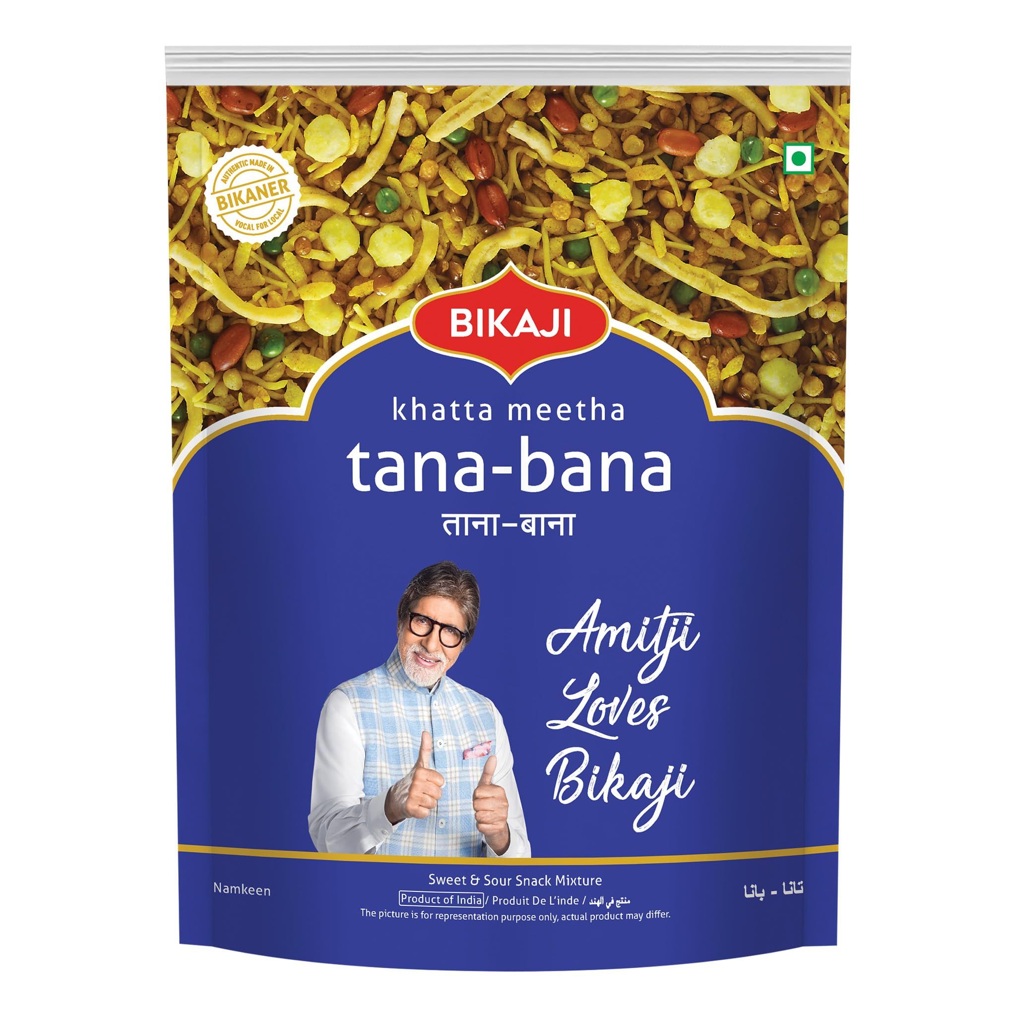 Bikaji Tana Bana, Khatta Meetha, Farsan, Chakli Mix, Khara Mixture, Sweet & Tangy Indian Snack, Made In Bikaner, Authentic Recipe, Crunchy & Flavorful, Perfect Tea Time Treat, 400G Pack