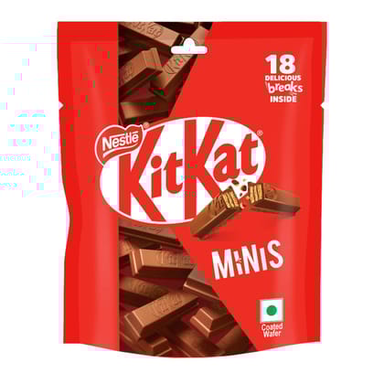 Kit Kat Nestl Kitkat Minis, Chocolate Coated Wafer Bar, Share Bag, Miniature Pouch, 18X7G, 126G