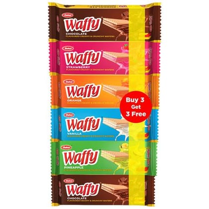 Dukes Waffy Creamy & Crunchy Wafers, Assorted Flavours, 60 G (Buy 3 Get 3 Free)