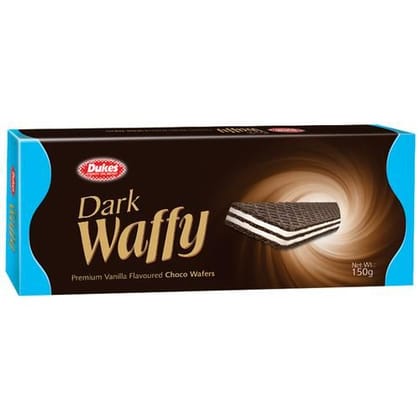 Dukes Dark Waffy Premium Vanilla Flavoured Choco Wafers, Creamy, 150 G Pouch