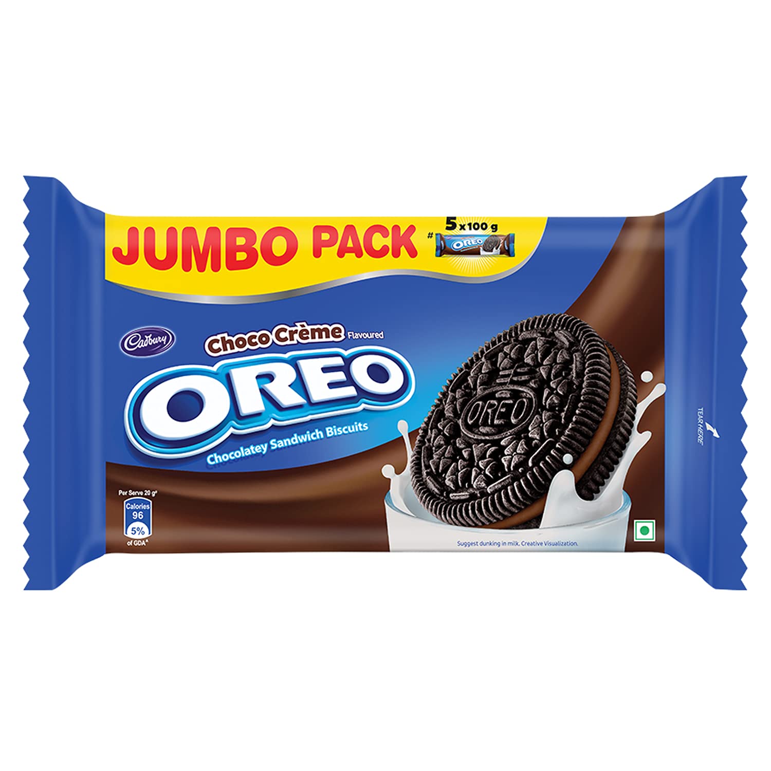Cadbury Oreo Chocolate Creme Biscuit, Jumbo Pack, 500G