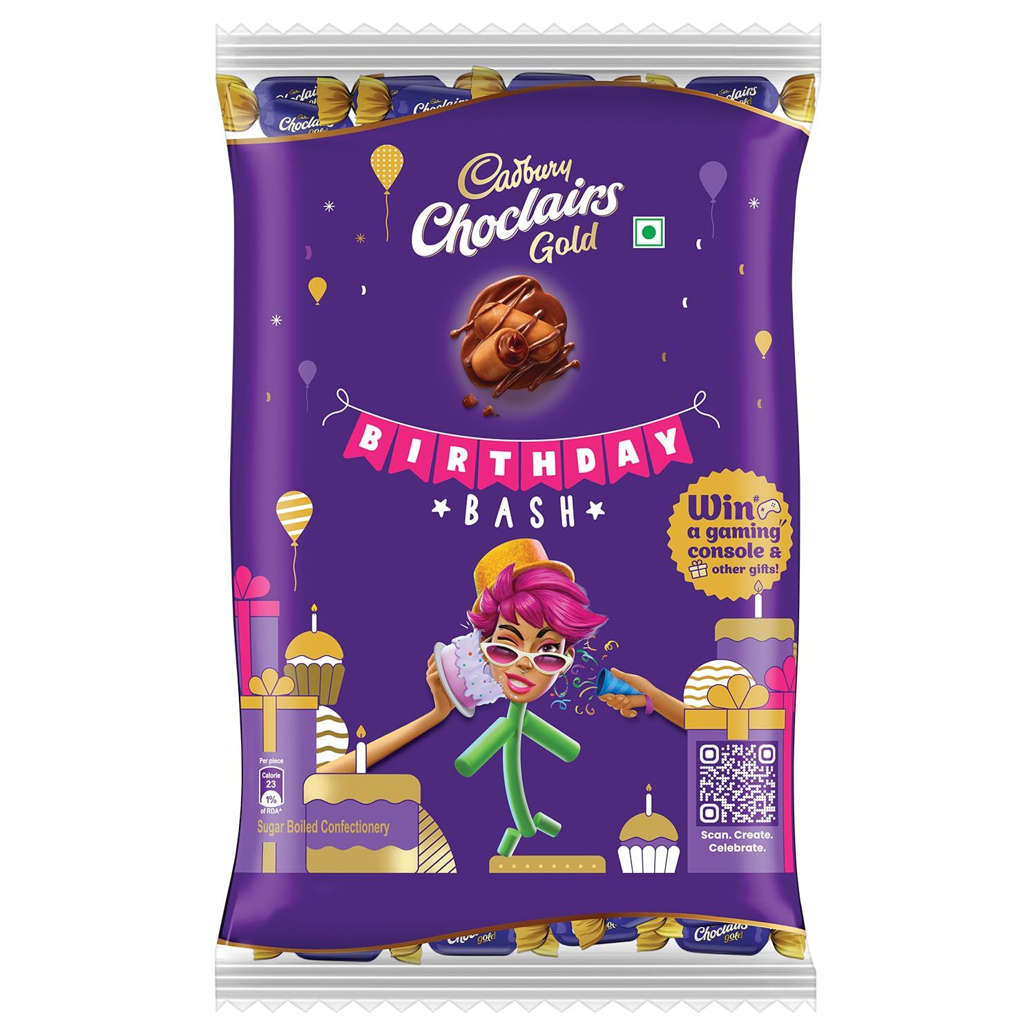 Cadbury Choclairs Gold Candy, 312 G (60 Candies)