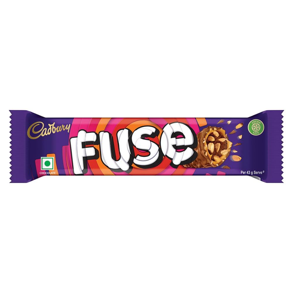 Cadbury Fuse Peanut & Caramel Filled Chocolate Bar, 43 G