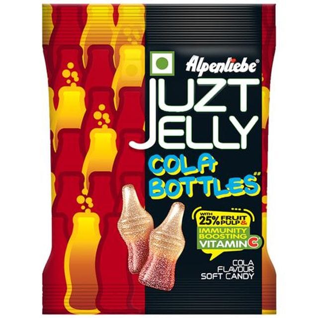 Alpenliebe Juzt Jelly, Cola Flavour Bottles, 67.5 G Pouch