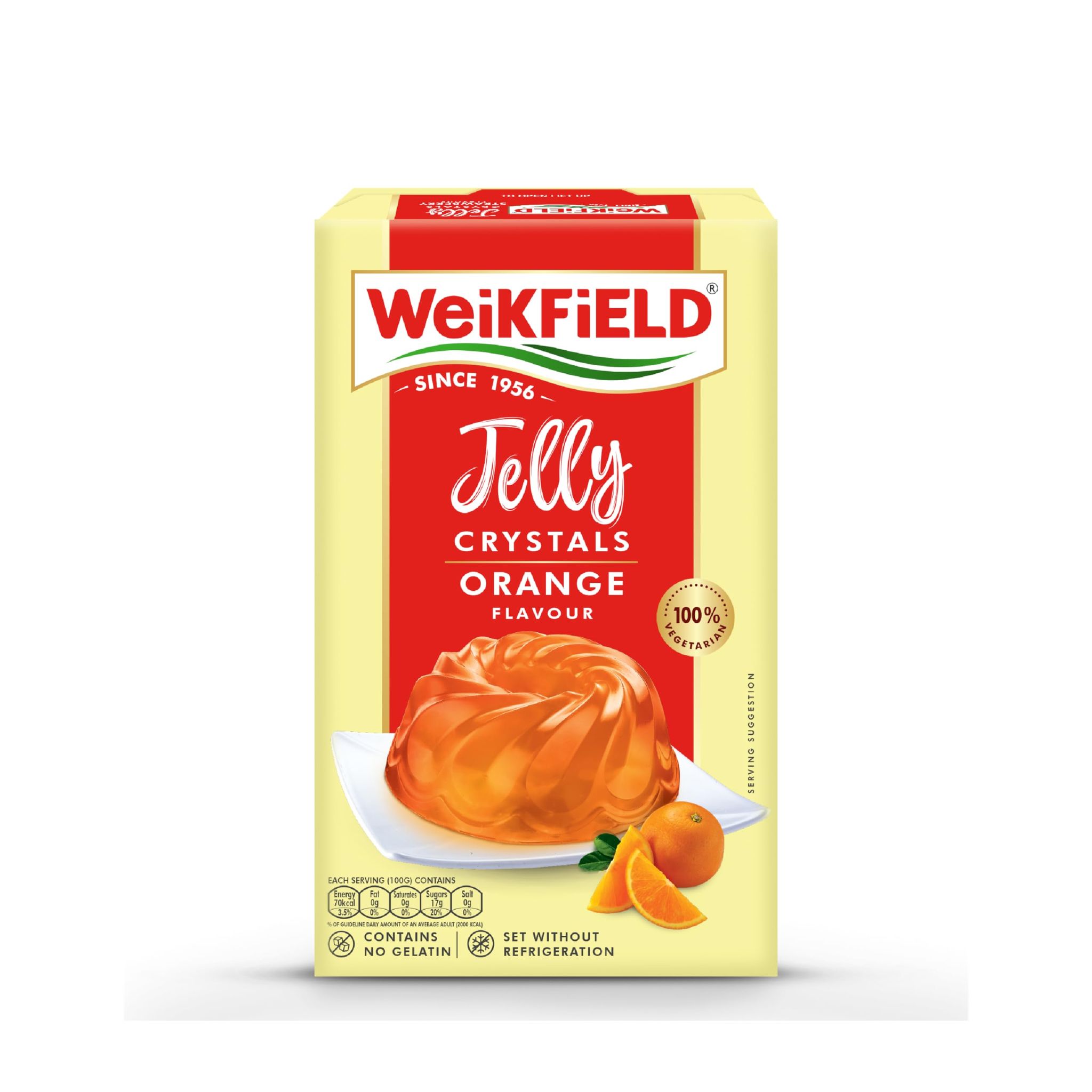 Weikfield Jelly Crystals, Delicious Orange Flavor, 90G Carton