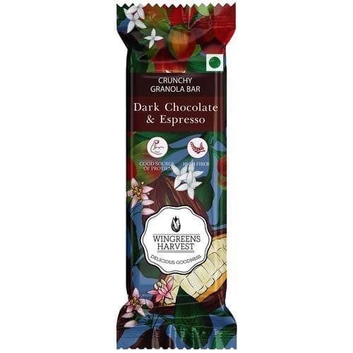 Wingreens Harvest Crunchy Millet Granola Bars, Espresso With Dark Chocolate, 40 G