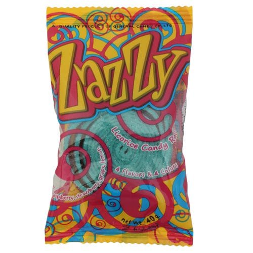 Zazzy Licorice Candy, 4 Flavours Raspberry, Strawberry, Grape, Lemon, 40 G