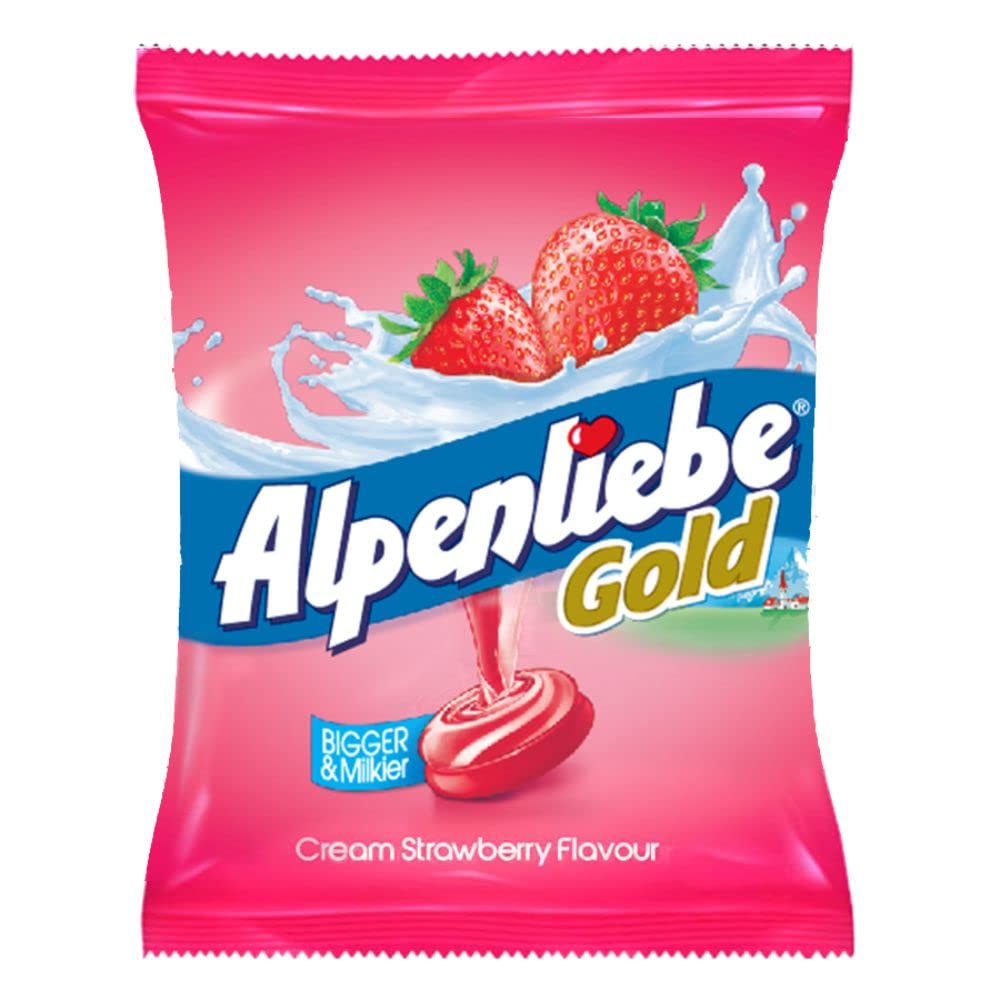 Alpenliebe Gold, Cream Strawberry Candy Pouch, 100 Pc, 380 G