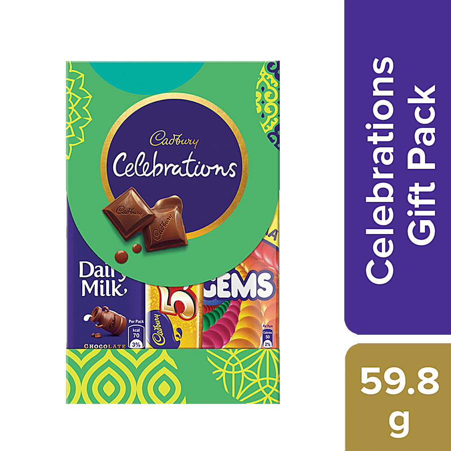 Cadbury Celebrations Gift Pack Assorted Chocolates, Rich Taste, Delicious, 59.8 G