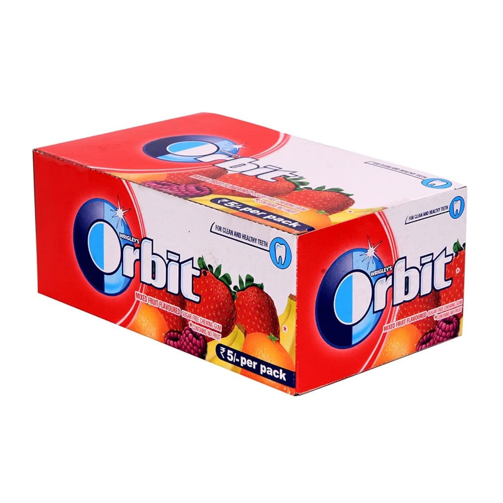 Orbit Mixed Fruit Flavour Sugar Free Chewing Gum, 4.4G Sleeve (Pack Of 32)