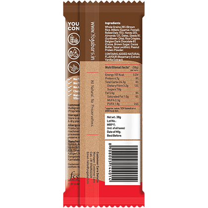 Yoga Bar Multigrain Energy Bar, Chocolate Chunk Nut, Healthy, High In Protein & Fibre, 38 G