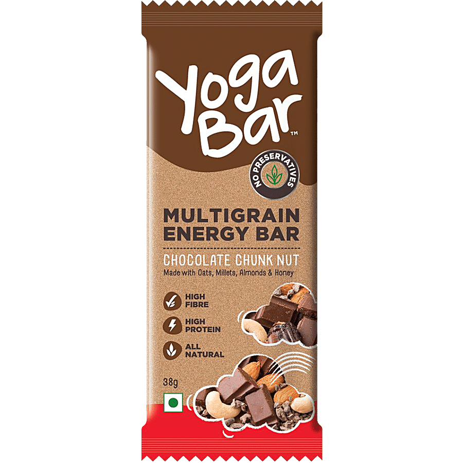 Yoga Bar Multigrain Energy Bar, Chocolate Chunk Nut, Healthy, High In Protein & Fibre, 38 G