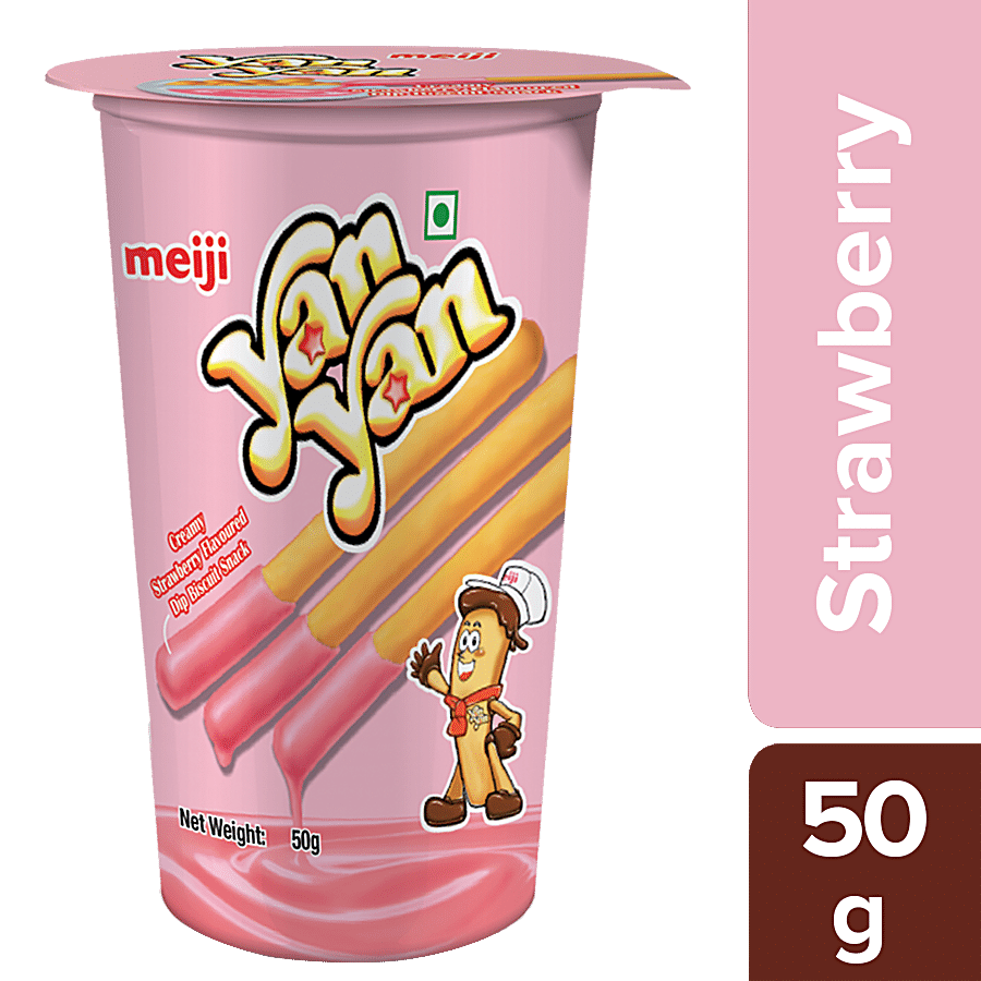 Yan Yan Dip Stick Snack, Fruity Strawberry Cream, 50 G Bottle