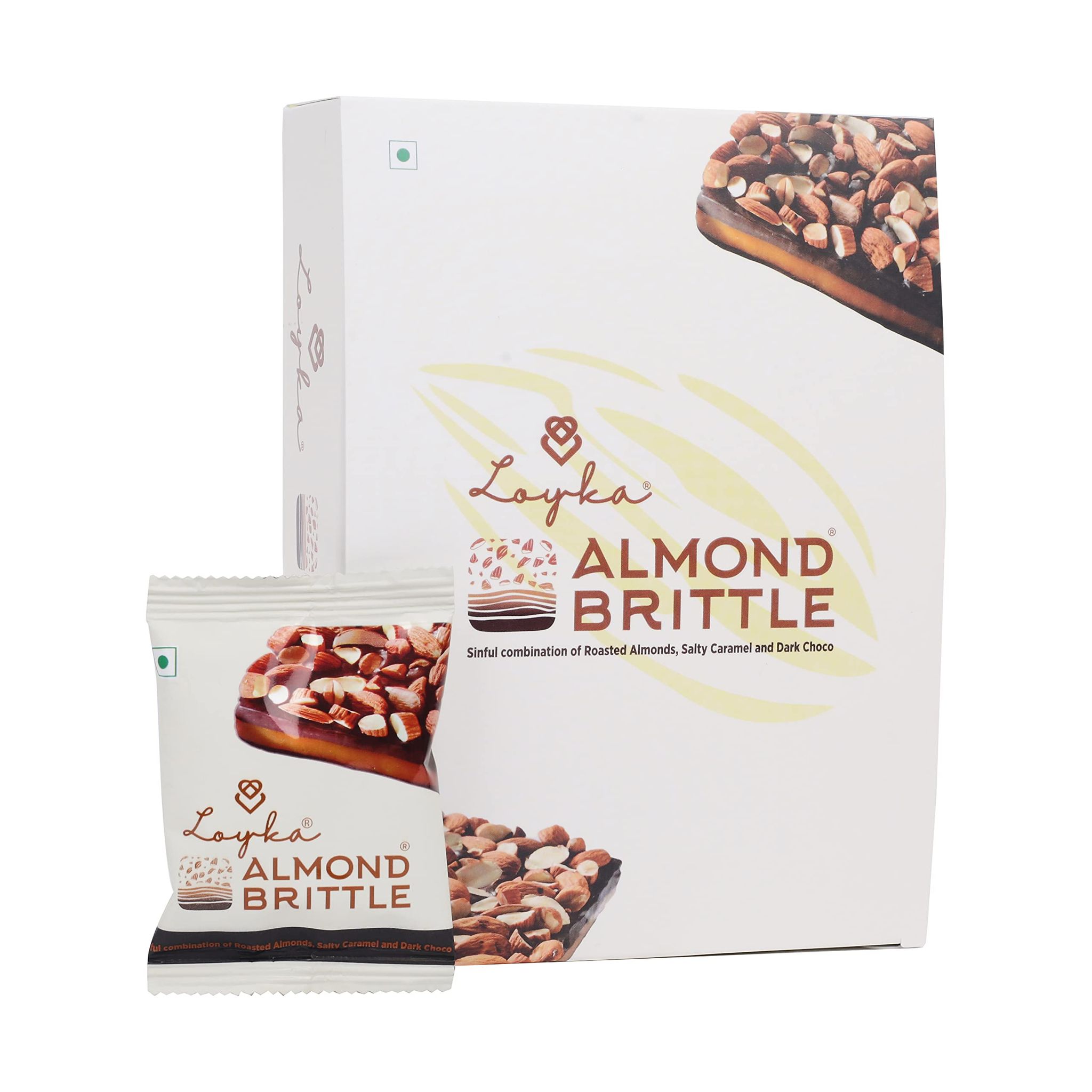 Loyka Almond Brittle Classic Choco Box, 12 Pcs Choco & Nut Dryfruit Delicacy Any, Time Snack, 204 Gram