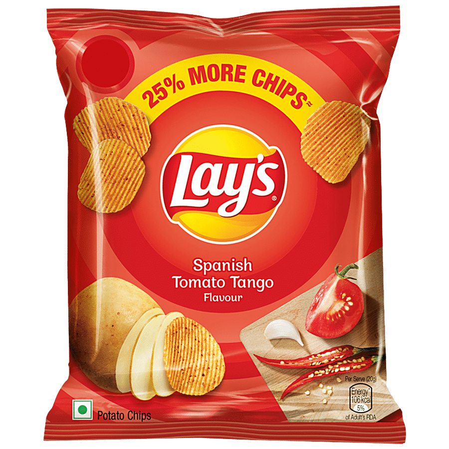 Lay's Potato Chips, Spanish Tomato Tango Flavour, Crunchy Snacks, 50 G Pouch