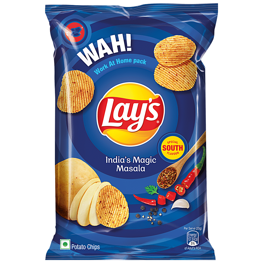 Lay's Potato Chips, India's Magic Masala Flavour, Crunchy Snacks, 157 G
