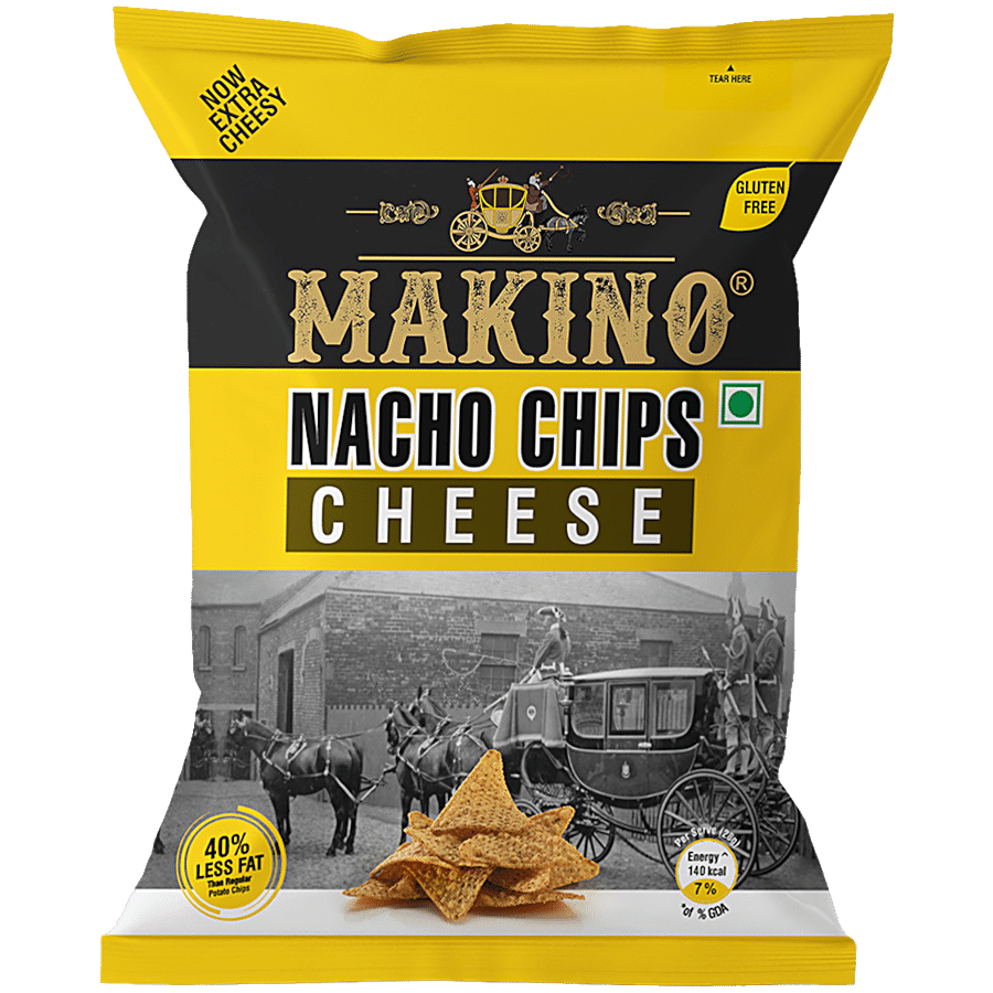 Makino Nacho Chips, Cheese, Lesser Fat, 60 G Pouch