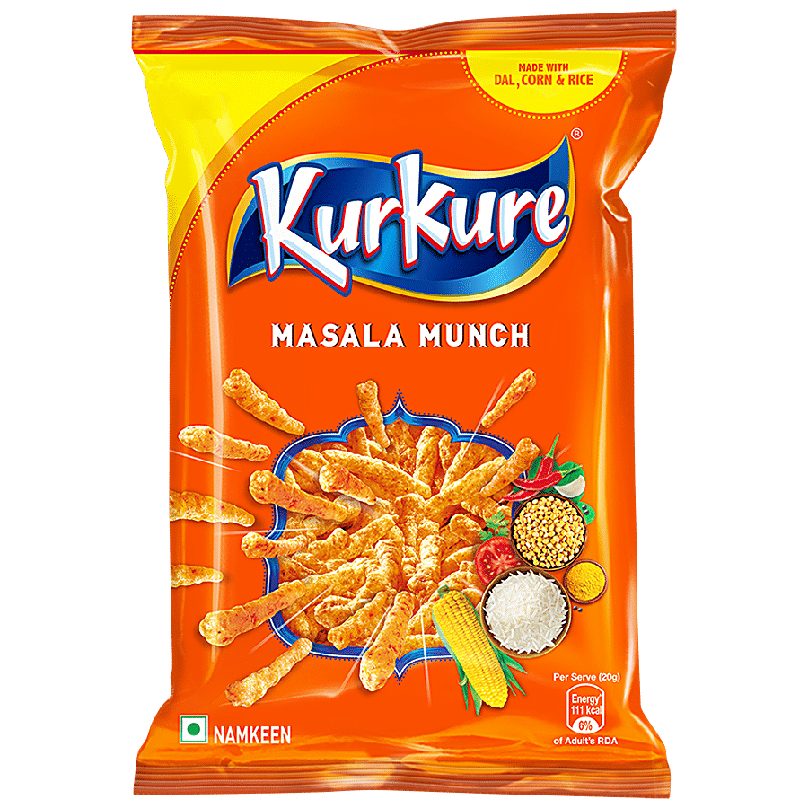 Kurkure Namkeen Chips - Masala Munch Flavour, Crispy Spicy Chips & Snacks, 82g