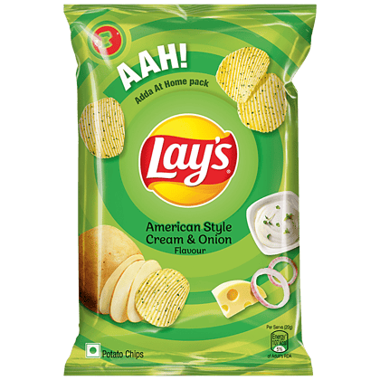 Lay's Potato Chips, American Style Cream & Onion Flavour, Crunchy Snacks, 157 G