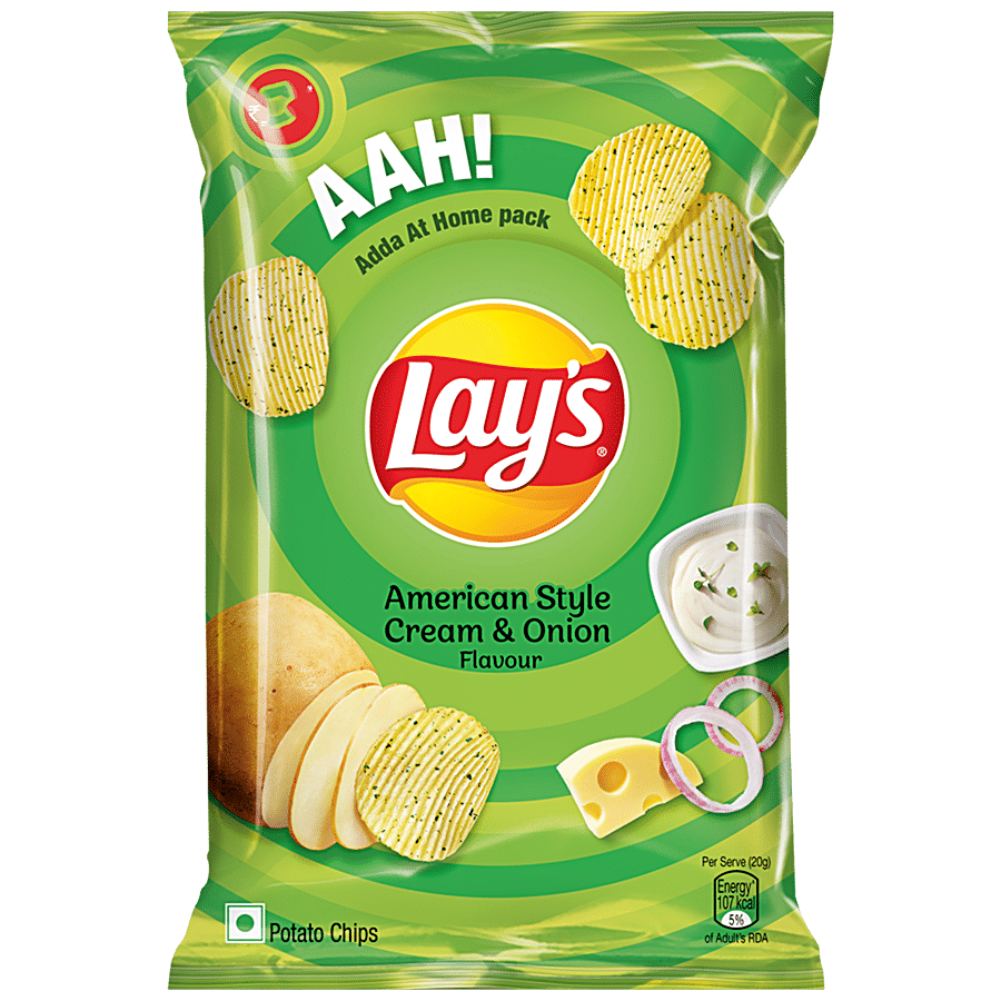 Lay's Potato Chips, American Style Cream & Onion Flavour, Crunchy Snacks, 157 G