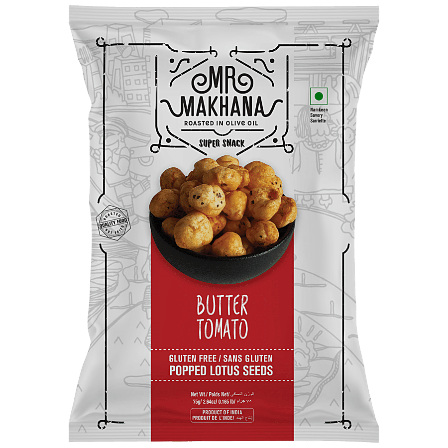 Mr. Makhana Popped Lotus Seeds, Butter Tomato, 75 G