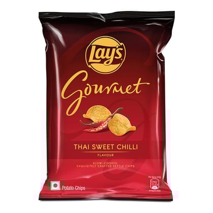 Lay's Gourmet Kettle Chips, Thai Sweet Chilli Flavour, Premium Slow, Cooked Potato Chips, 80G