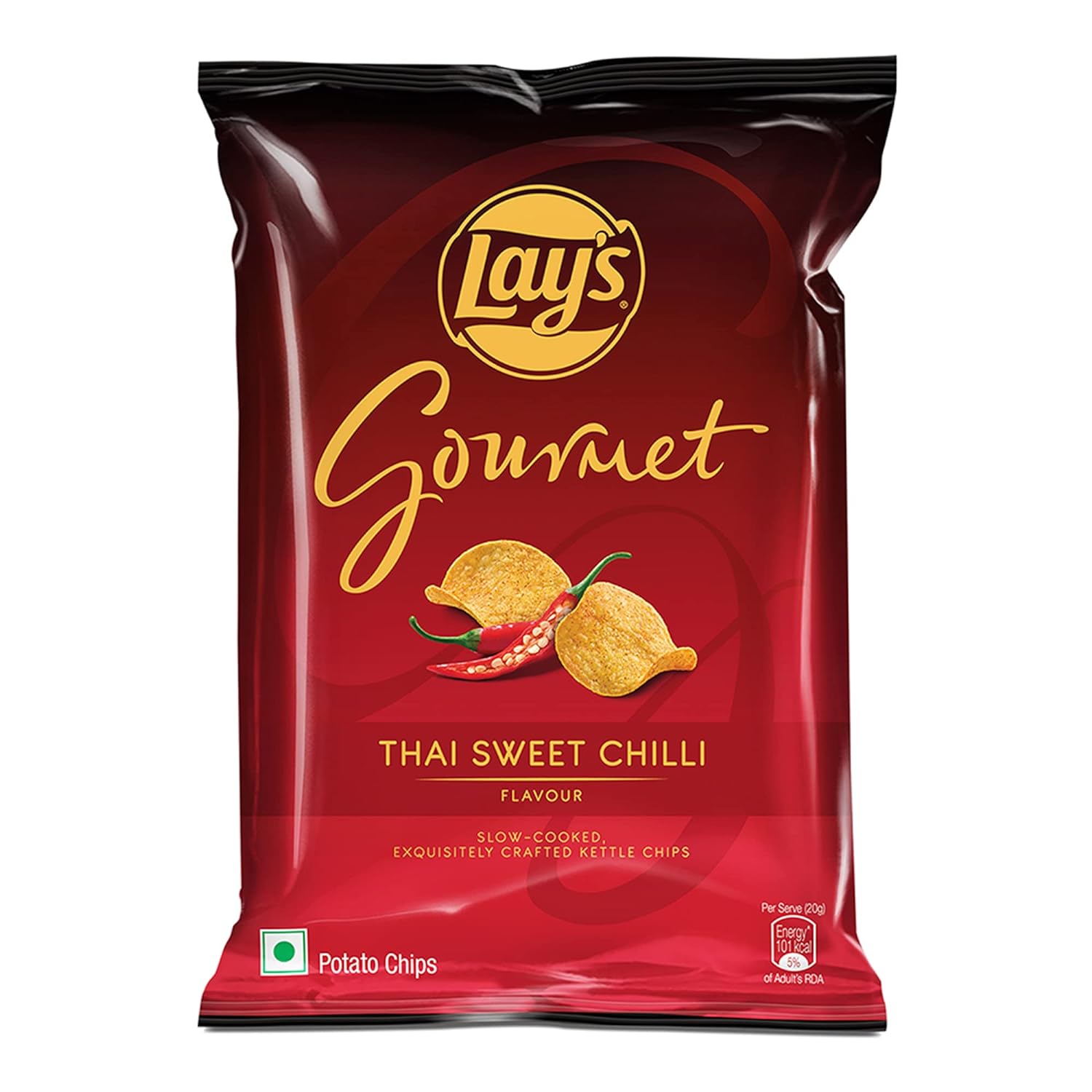 Lay's Gourmet Kettle Chips, Thai Sweet Chilli Flavour, Premium Slow, Cooked Potato Chips, 80G