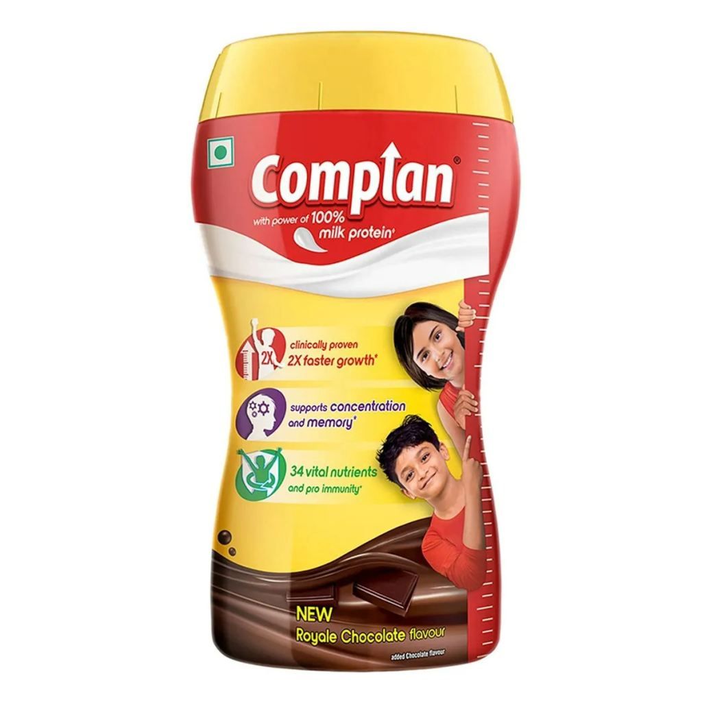 Complan Royale Chocolate Nutritious Health Drink - Vitamin C & A Supports Kids Immune, Clinically Proven For 2X Faster Growth Formula, 200 gm Jar