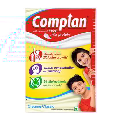 Complan Nutrition Drink Powder For Children, Creamy Classic Flavour, 500 G Carton | Nutrition Drink For Kids With Protein & 34 Vital Nutrients