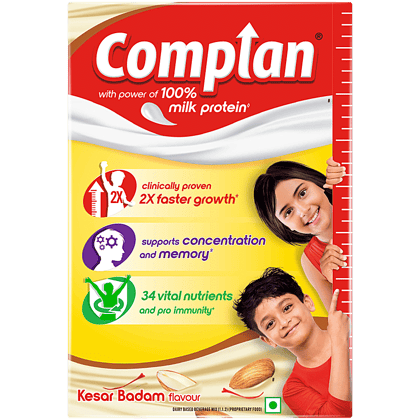 Complan Nutrition & Health Drink, Improves Concentration & Memory, Kesar Badam Flavour, 500 G Carton