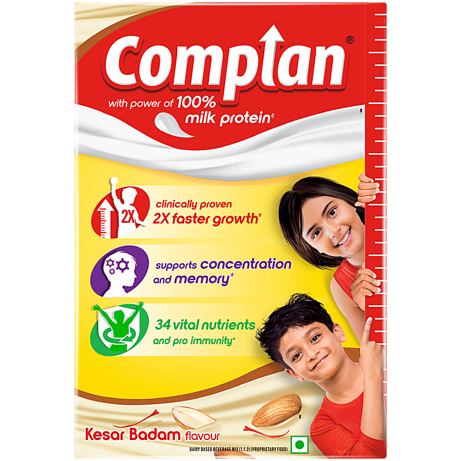 Complan Nutrition & Health Drink, Improves Concentration & Memory, Kesar Badam Flavour, 500 G Carton