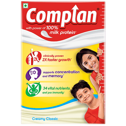 Complan Nutrition & Health Drink, Improves Concentration & Memory, Creamy Classic Flavour, 500 G Carton