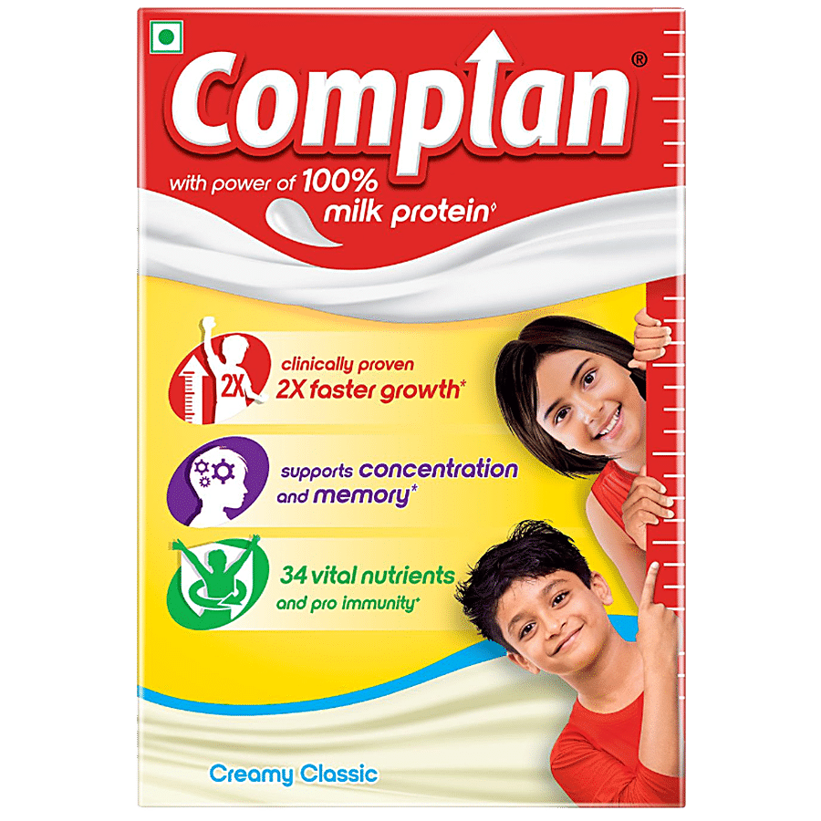 Complan Nutrition & Health Drink, Improves Concentration & Memory, Creamy Classic Flavour, 500 G Carton