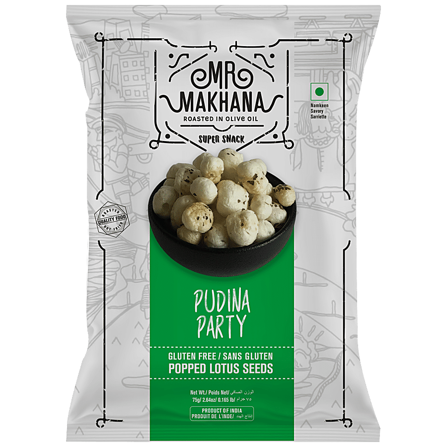 Mr. Makhana Popped Lotus Seeds, Pudina Party, 75 G