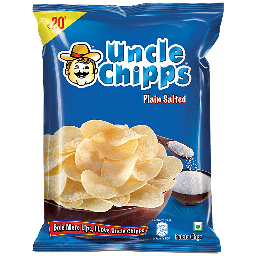 Uncle Chips Potato Chips, Plain Salted Flavour, 50 G Pouch