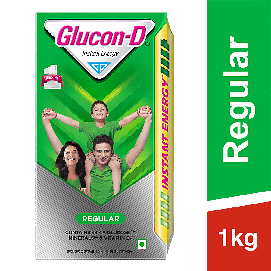 Glucon-D Instant Energy Health Drink, Regular, 1 Kg Refill