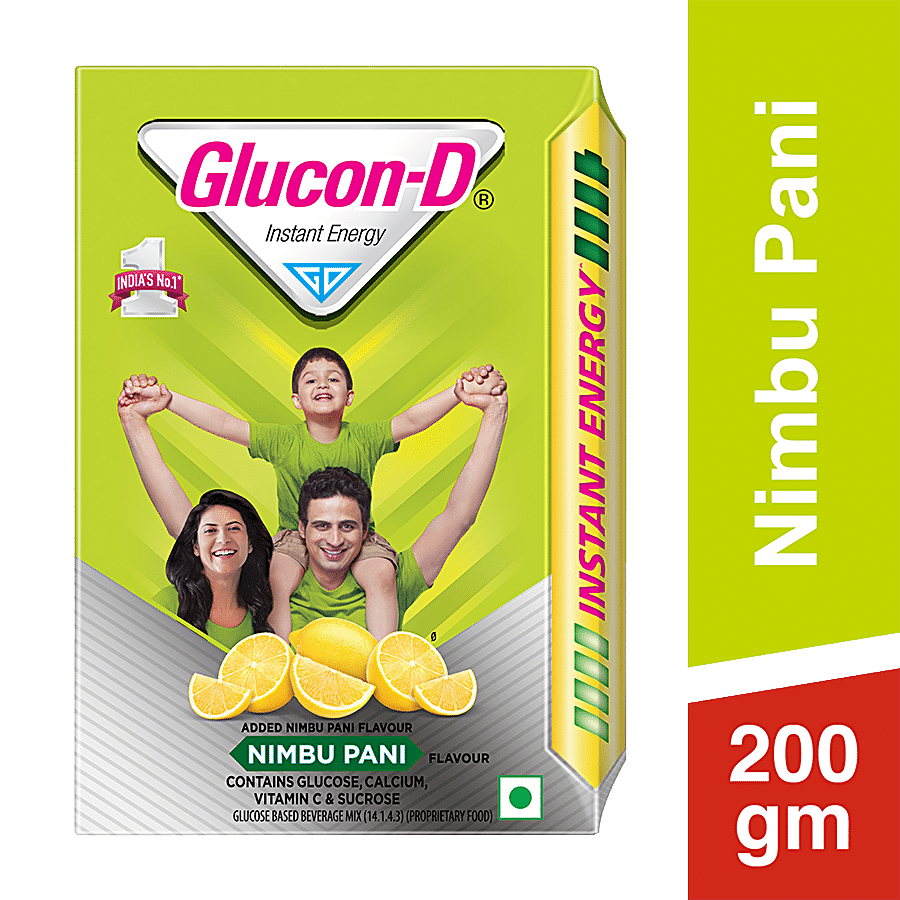 Glucon-D Instant Energy Health Drink, Nimbu Pani, 200 G Refill