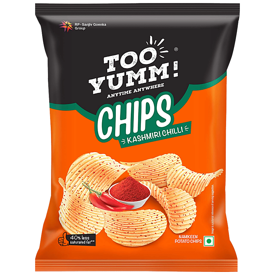 Too Yumm! Potato Chips, Kashmiri Chilli, With 45% Less Saturated Fat, 45 G