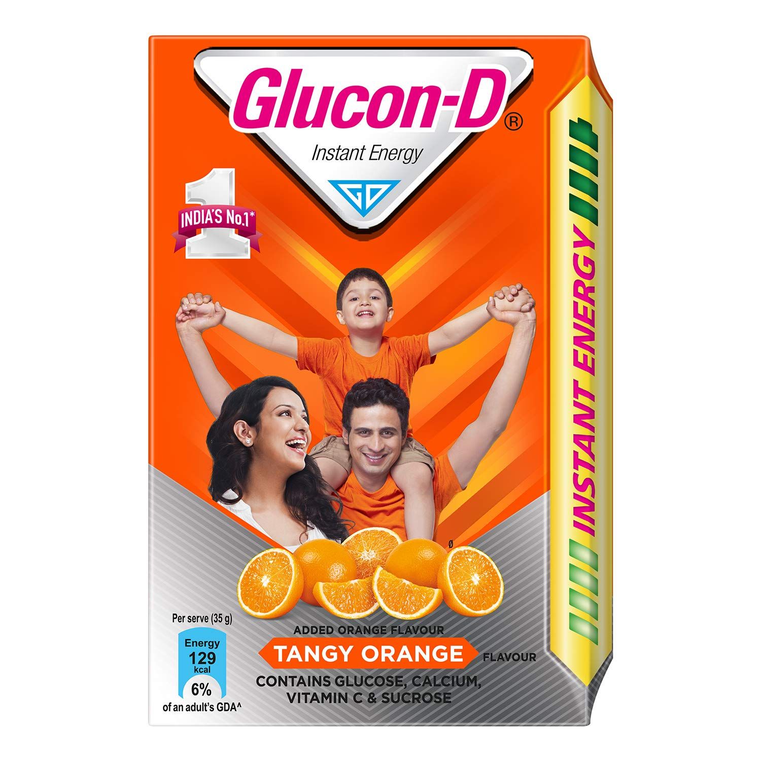 Glucon-D Instant Energy Health Drink Tangy Orange, 450Gm Refill