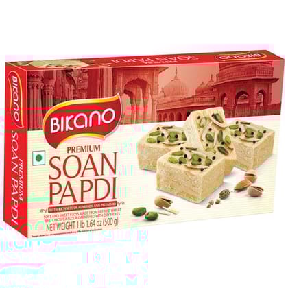 Bikano Soan Papdi, Made With Milk, Premium, Rich In Almonds & Pistachio, Sweet, 500 G