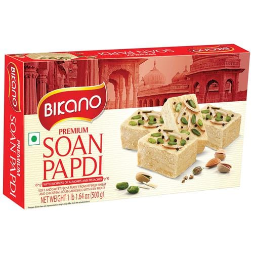 Bikano Soan Papdi, Made With Milk, Premium, Rich In Almonds & Pistachio, Sweet, 500 G
