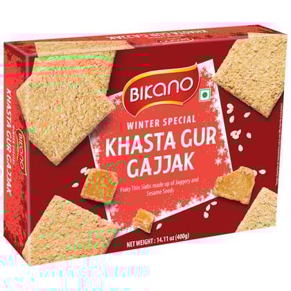 Bikano Winter Special Gajjak, Khasta Gur, Healthy, Jaggery & Sesame Based Traditional Dessert, 400 G