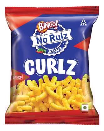 Bingo! No Rulz Masala Curlz, 80G, Masala Flavoured Super Light & Super Tasty Baked Puffs